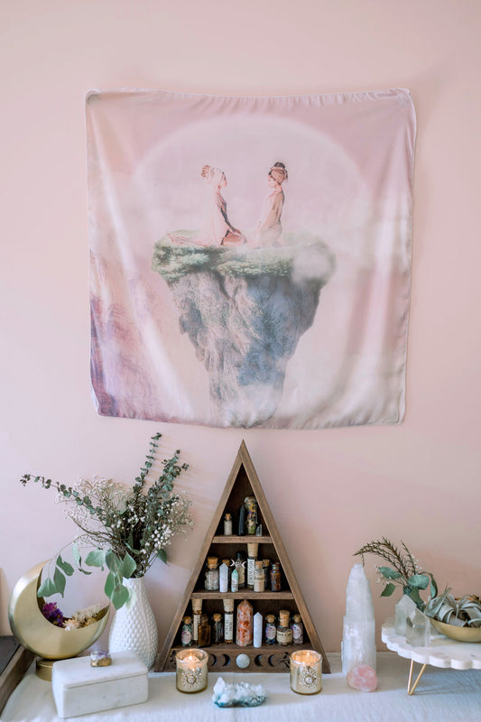 Abundant Assembly  This sacred altar cloth carries the energy of connection and support. Use it to create a sacred space to call in guidance around wealth from the universe or spirit guides - or use it to do readings for others and offer that sacred support in return. 