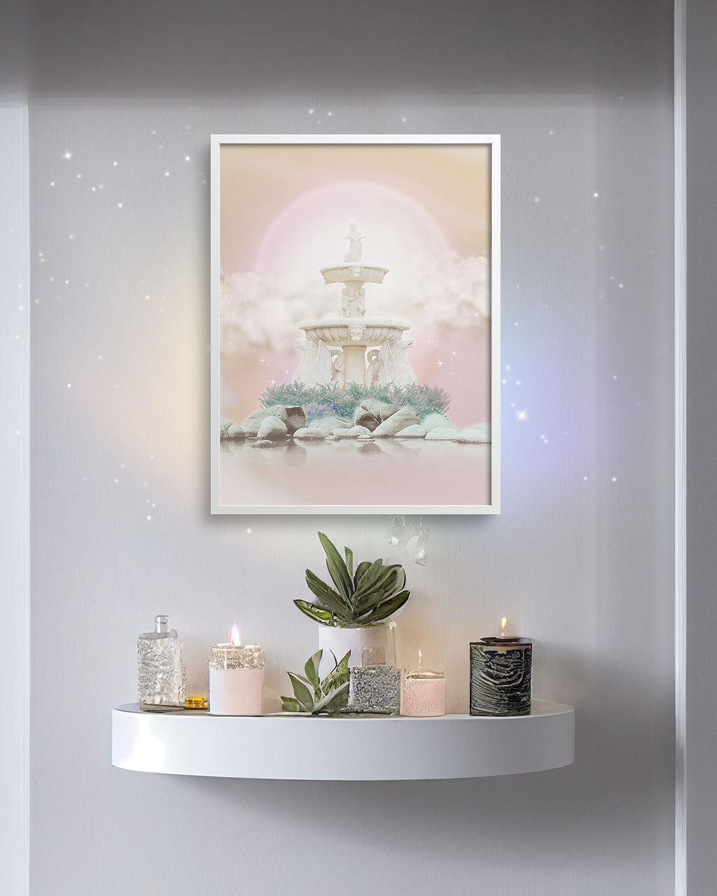 Fountain of Wealth  Open yourself up to the infinite possibilities for money to flow to you in each moment. Hang this fine art print in any space where you’d like to create more positivity and consistent wealth.