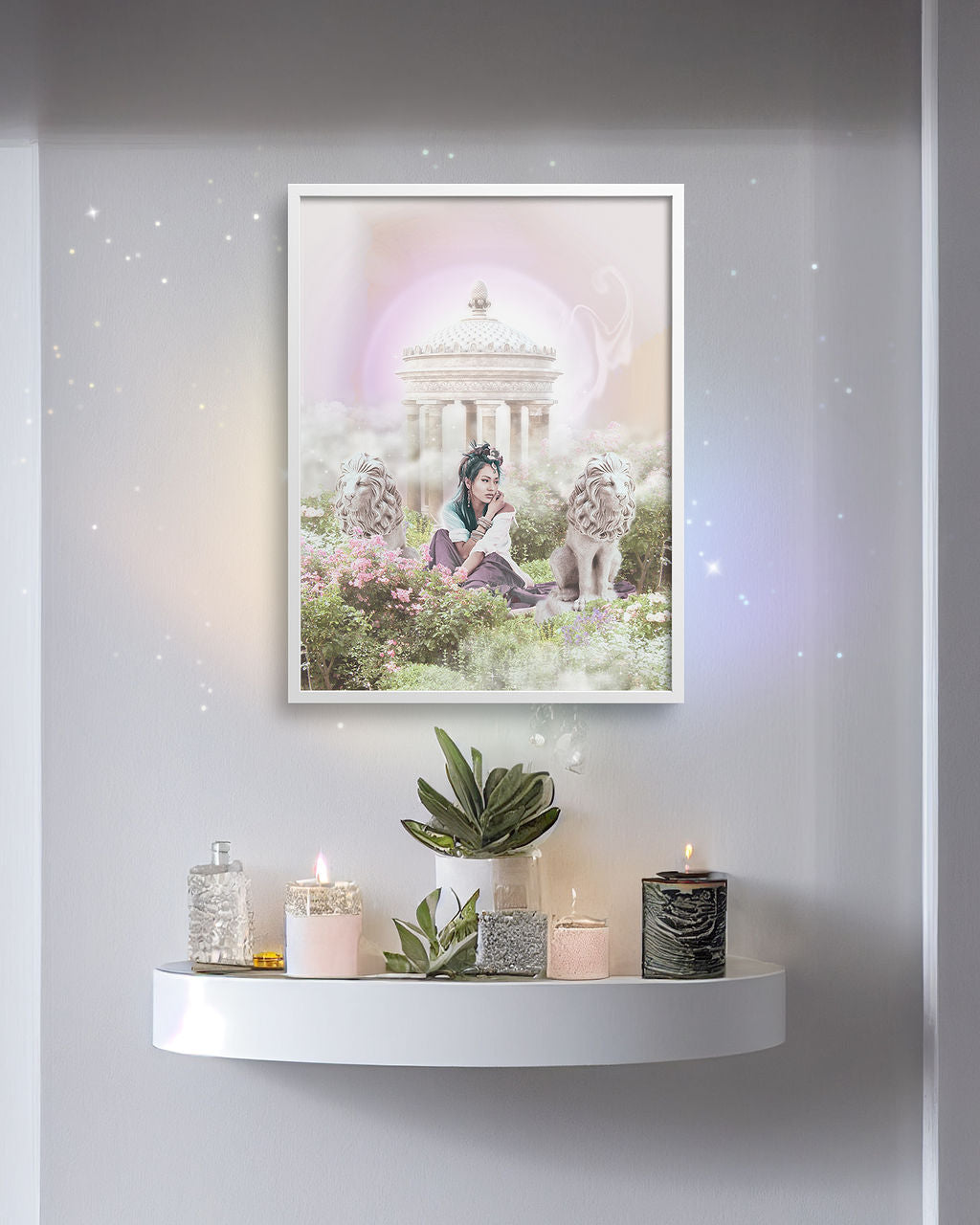 Divine Surrender  Cultivate luxurious relaxation and a wealth of inner peace. Hang this fine art print in any space where you’d like to create an atmosphere of financial security and healing.