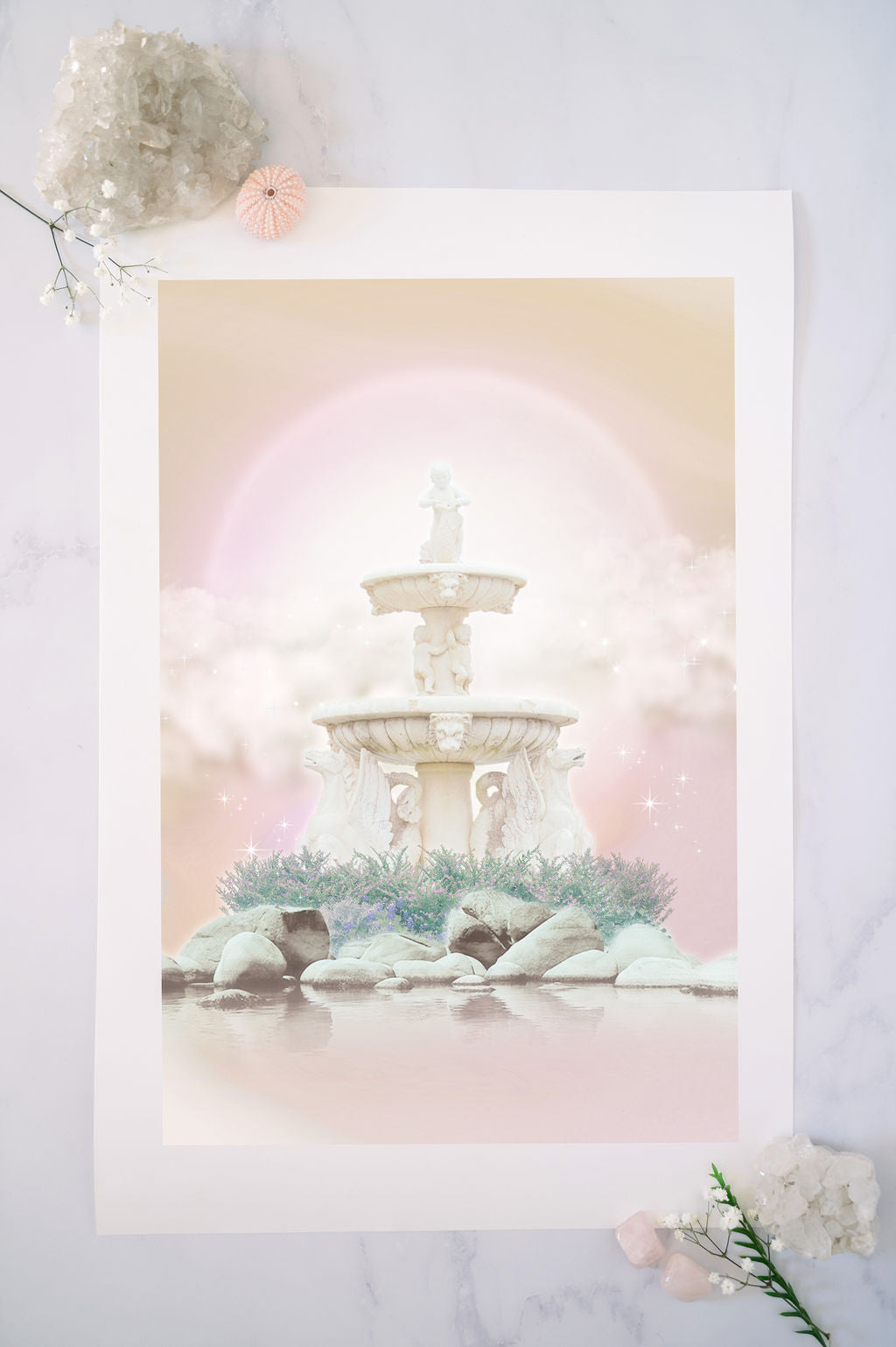 Fountain of Wealth  Open yourself up to the infinite possibilities for money to flow to you in each moment. Hang this fine art print in any space where you’d like to create more positivity and consistent wealth.