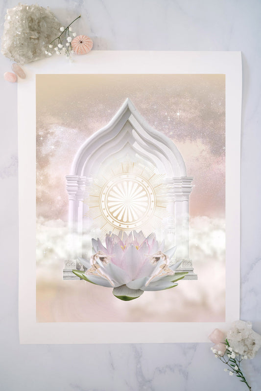 Gateway to Abundance  Leap into a new level of wealth and empowered prosperity. Hang this fine art print in any space where you’d like to upgrade your sense of abundance.